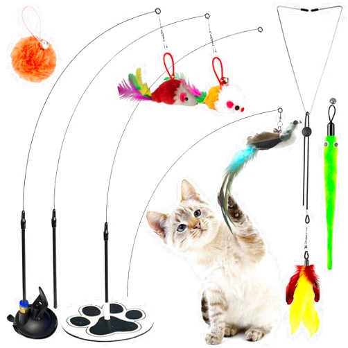 GADGETSOLOGY Suction Cup Cat Toy Cat Suction Cup Toy Feather Toy Suction Cup Cat Toy Cat Bird Toy Interactive Bird Simulation Cat Floor Suction Cup Cat Toys for Indoor Cats Bird Cat Toy Bird Toy For Cats feather
