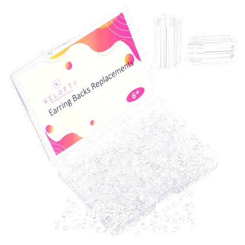Kelofty Earring Backs for Studs(1200 Pcs), Kelofty Upgrade Clear Rubber Silicone or Plastic Earring Backs Replacements for Sensitive Droopy Ears, Pierced Earring Backings Stoppers for Studs and Hook Earrings