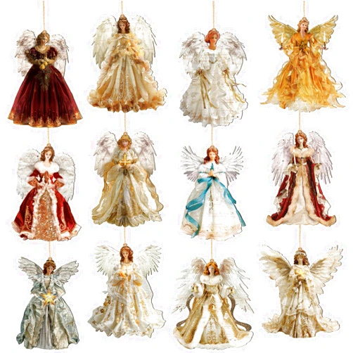 Syhood 12 Pcs Angel Christmas Ornaments Wooden Christmas Tree Decoration Set Retro Small Christmas Angel Hanging Decorations Figure for Crafts Holiday Party Decoration