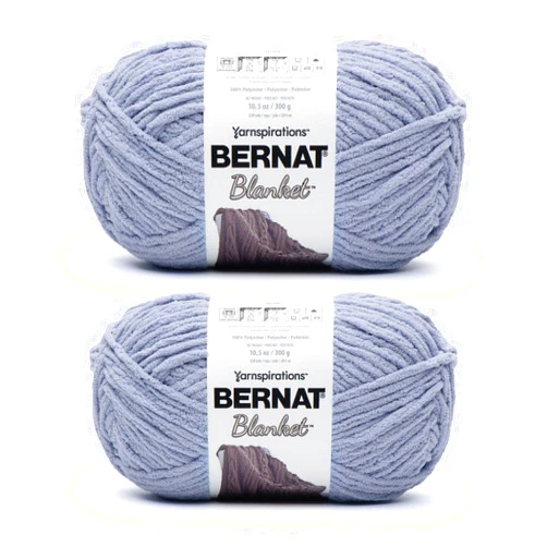 Bernat Baby Blanket 300g Cornflower Yarn - 2 Pack of 300g/10.5oz - Polyester - 6 Super Bulky - Knitting/Crochet