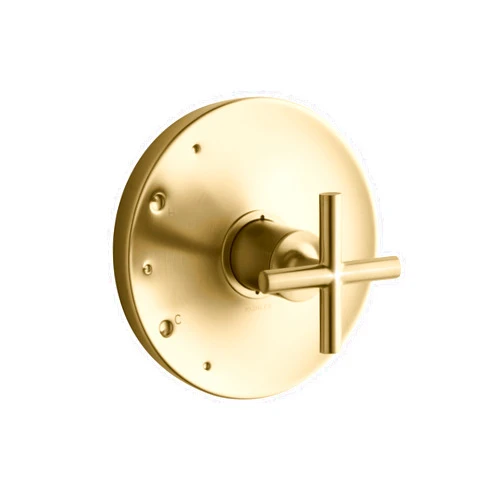 Kohler TS14423-3-BGD Purist Rite-Temp Valve Trim with Cross Handle, Vibrant Moderne Brushed Gold