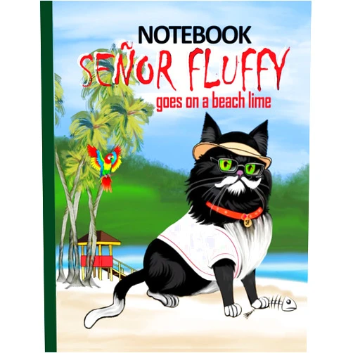By Hazel-Ann Lynch (Author) NOTEBOOK Señor Fluffy goes on a beach lime