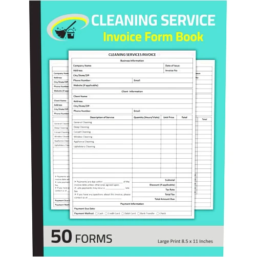By Aich.Sqm Publishing (Author) Cleaning Service Invoice Form Book: Cleaning Services Invoice Forms for Residential & Commercial House Cleaning | 50 Forms