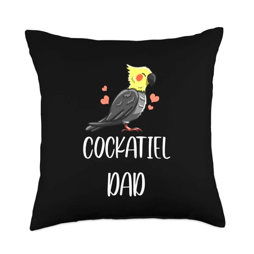 BoredKoalas Bird Cockatiel Throw Pillow Gifts Cockatiel Dad Cool Cockatoo Quarrion Weiro Bird Lover Gift Throw Pillow, 18x18, Multicolor
