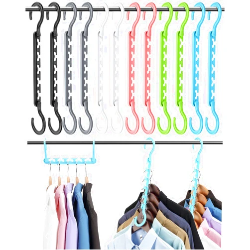 AMKUFO Hangers-Space-Saving-12 Pack - AMKUFO Closet-Organizer-and-Storage for Dorm-Room, Hanger-Organizer-Space-Saver-Hangers for Closet-Ogranization, Dorm-Room-Essentials-for-College-Students-Girls
