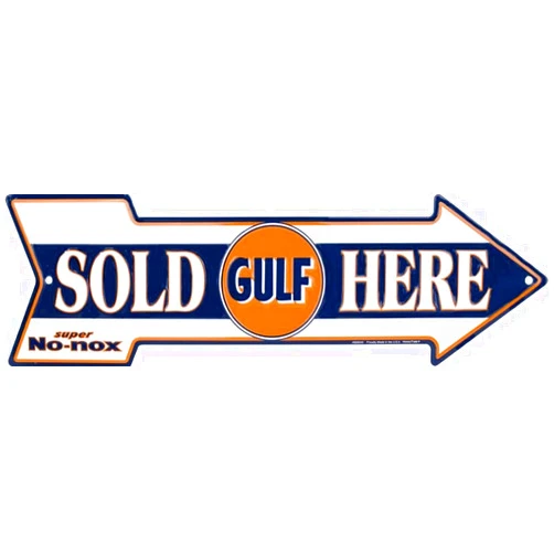 GAS AND OIL SIGNS Gulf Sold Here Tin Sign 20 x 6in