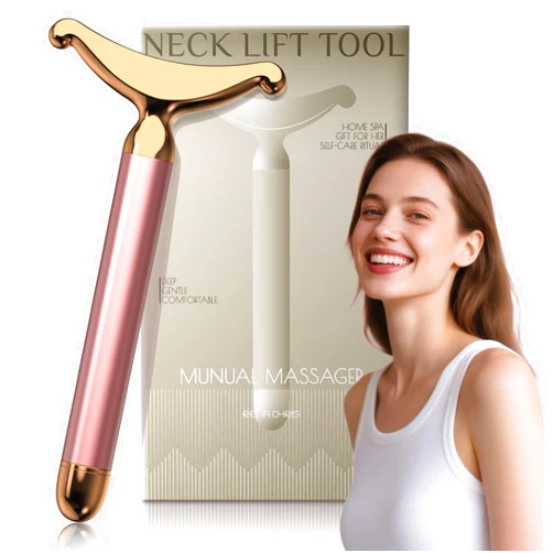 Rena Chris Facial Massager & Neck Lifter, Lymphatic Drainage Depuffer, Jawline Sculpting Tool, Under-Eye Care, Ergonomic Weighted Metal, at-Home Spa Results