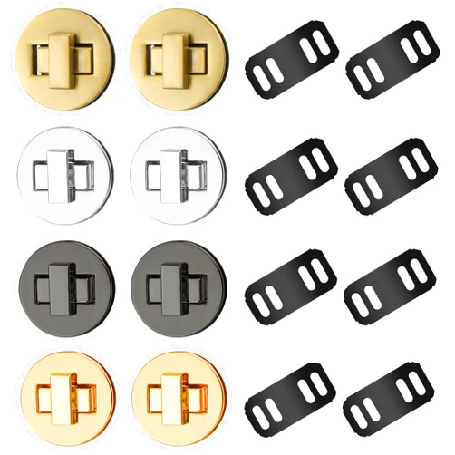 TXIN 8 Pieces Round Turn Lock Clasp Purse Closure Twist Lock Fastener Metal Hardware Clip Clasp Buckle for DIY Handbag Shoulder Bag Purse Making Supplies (Light Gold, Silver, Black, Bronze)