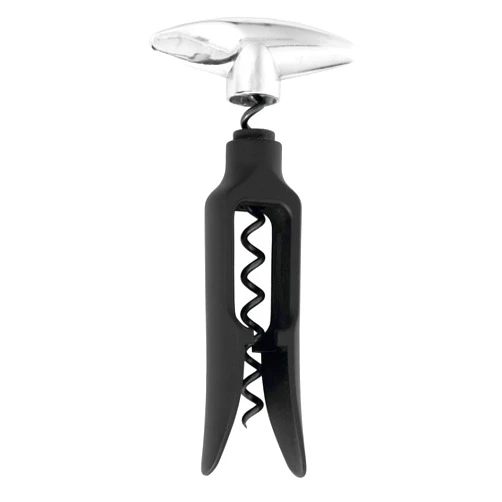 True Twister Self Pulling Wine Manual Heavy Duty Metal Chrome and Plastic Corkscrew, Cork Openers, Home Bar Accessories, Set of 1, Black