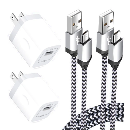 Eusbote USB Wall Charger Micro USB Cable,4Kit Charging Block USB Charger Cube Plug with Android Micro Cord Cable Compatible Samsung Galaxy S7 Edge A10 A6 M10 J7 J8 S6 S5 Note 5 4, LG, HTC, Moto, Android Phone