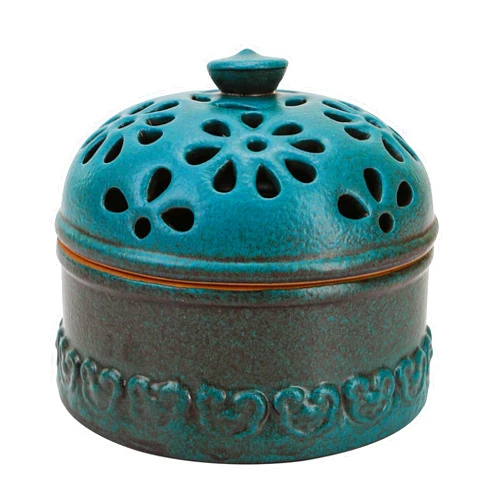 BuleVina Peacock Blue Garlic Keeper for Counter Small, Ceramic Storage Jar & Garlic Holder for Friends Who Like Cooking, Garlic Container Saver for Kitchen, Keep Your Garlic Cloves Fresh Longer, 3-Inch