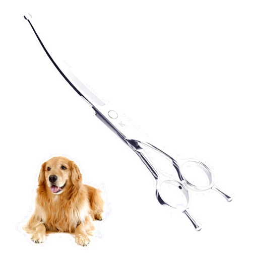 K KaCaKaCa Curved Dog Grooming Scissors, Professional 7.5 inch Heavy Duty Dog shears for Grooming with Safety Round Tips, Japanese Stainless Steel Pet Grooming Kit for Dogs and Cats, Silver