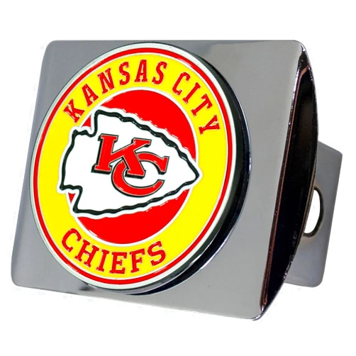 FANMATS Kansas City Chiefs NFL Chrome Metal Hitch Cover with 3D Colored Team Logo by FANMATS - Unique Roundel Molded Design – Easy Installation on Truck, SUV, Car or ATV - Ideal Gift for Die Hard Football Fan