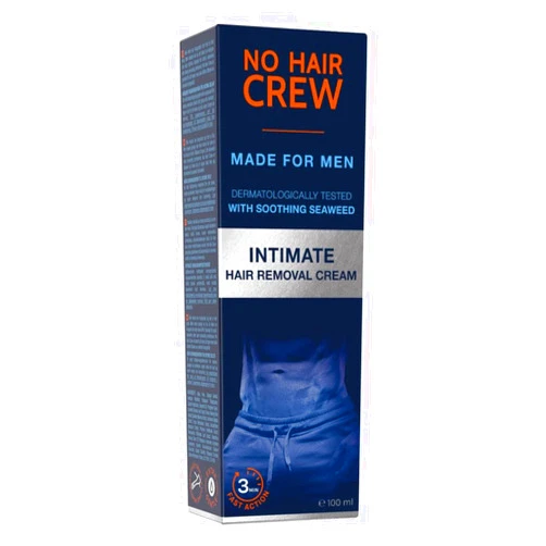No Hair Crew Intimate/Private At Home Hair Removal Cream for Men - Painless, Flawless, Soothing Depilatory for Unwanted Coarse Male Body Hair, 100ml