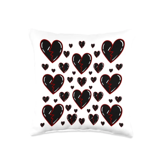 Pyxie Gurl My Heart is Black and Broken Throw Pillow, 16x16, Multicolor