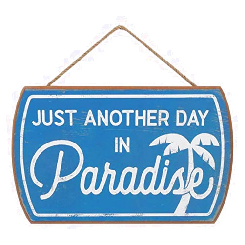 Open Road Brands Just Another Day in Paradise Hanging Wood Wall Decor - Cute Sign for Beach House, Lake House or Condo