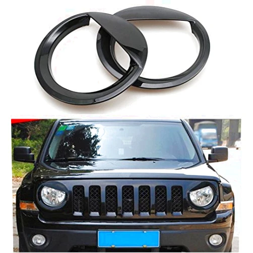 Bolaxin for Jeep Accessories Bezels Front Light Headlight Angry Bird Style Trim Cover ABS Compatible with Jeep Patriot 2011-2017 Model Mods Decor (Black)
