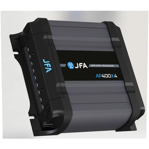 JFA 2-in-1 Amplifier & Audio Processor 400X4 Class D for Car & Motorcycle Full Range with 4 Channels 400 Watts RMS 2 Ohm - Professional Quality Sound - Mini Size - 2024 Best Performance Award