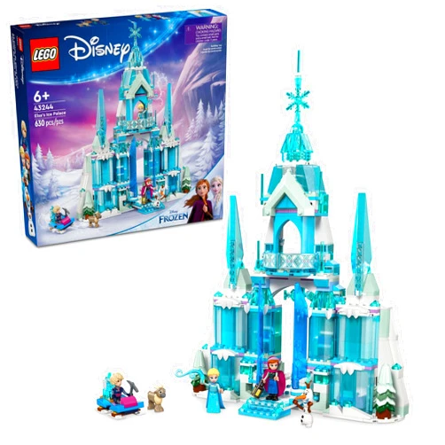 LEGO Disney Frozen Elsa’s Ice Palace Building Set for Kids, Princess Castle with Anna and Elsa Mini-Doll Figures, Disney Princess Toy Gift Idea for Girls, Boys and Movie Fans Ages 6 and Up, 43244