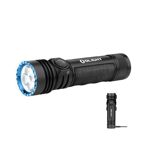 OLIGHT Seeker 4 Pro Rechargeable Flashlights, High Powerful Bright Flashlight 4600 Lumens with USB C Holster, Waterproof for Emergencies, Camping, Searching (Matte Black Cool White)