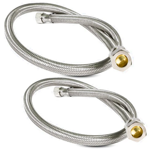 HIGHCRAFT FlexCraft 27620, Delta Faucet Supply Line, Connects Faucet to Water Supply, Faucet Connector With 3/8 MIP x 3/8 In FIP, Braided Stainless Steel 20 In (Pack OF 2)