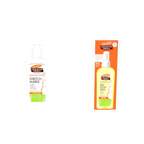 Palmer's Cocoa Butter Formula Massage Lotion for Stretch Marks & Cocoa Butter Formula Soothing Oil with Vitamin E, Dry, Itchy Skin Relief, Pregnancy-Safe Anti-Itch Body Oil, 5.1 Ounces