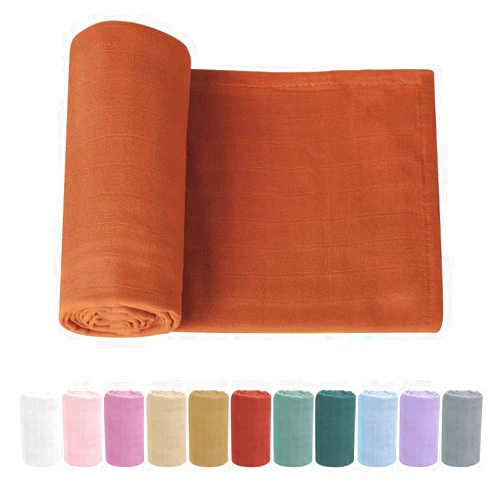 Knirose Newborn Baby Swaddle Blanket Unisex Swaddle Wrap Soft Silky Muslin Swaddle Blankets Neutral Receiving Blanket for Newborn Boys and Girls Large 47 x 47 inches(120x120cm) (Claybank)