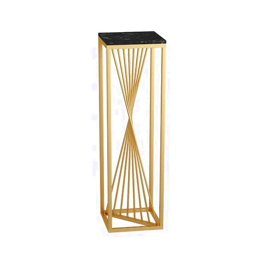 DonHek Plant Stand - Luxury Wrought Iron & Marble, Gold Finish, Rectangular, 30x30x100cm