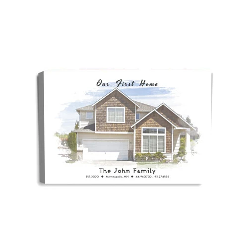IPIC - Custom Watercolor House Portrait. Watercolor House Painting Personalized Housewarming Gift Custom Giclee Print Includes Names and the Special Date. W 18