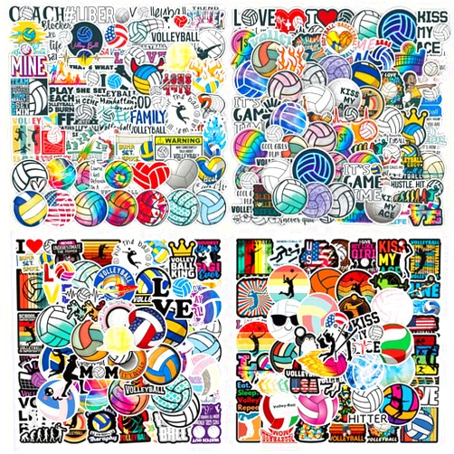 Rejoiety 200PCS Volleyball Stickers, Aesthetic Movement Vinyl Waterproof Cute Sports Ball Stickers for Water Bottle Laptop Skateboard Helmet Guitar,Gifts for Kids Adults and Teens