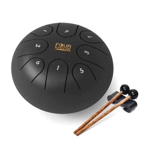 FOUR UNCLES Rain Drum For Outside, Steel Tongue Drum 8 Notes 6 Inch Hand Pan Drums with Travel Bag Sticks Music Book Mallets, C Major Musical Instruments for Entertainment Meditation Yoga Zen Gifts