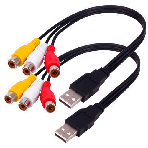 Luventg USB to 3RCA Cable, USB A 2.0 Male to 3 RCA Female Video Audio Capture Card AV Composite Adapter Cord Cable for PC,MAC,AV, HDD and DVR (2-Pack)