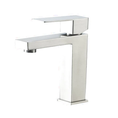 VOTON Brushed Nickel Bathroom Faucets Single Handle Modern Vanity Sink Faucet 1 Hole or 3 Hole with Deck Plate and Water Supply Hoses, Stainless Steel Bathroom Faucet Lead-Free