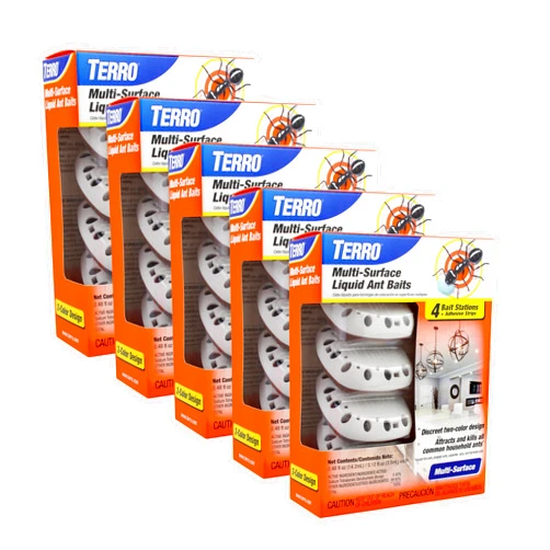 Terro T334 4 5 Pack Multi-Surface Liquid Ant 20 Discreet Bait Stations,White