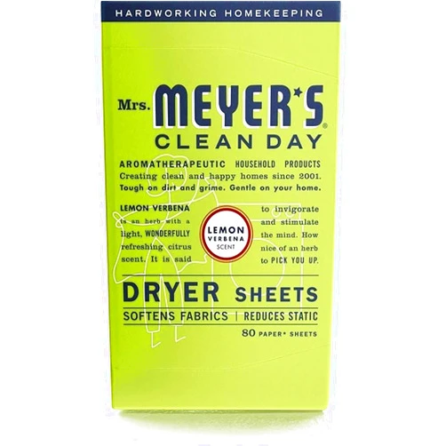 Mrs. Meyer's Clean Day Dryer Sheets, 80 Count (Lemon Verbena, Pack - 1)