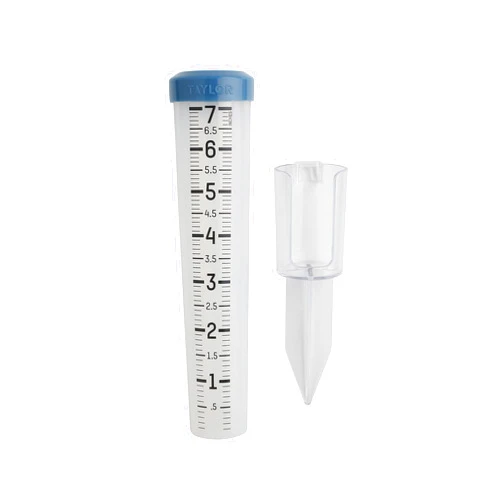 Taylor Capacity Break and Freeze Proof Flexible Silicone Rain Gauge, Measure and Monitor Precipitation, Easy to Read for Backyard, Patio, Garden, and Lawn, Post Mount or Ground Stake, 7-inch, Teal
