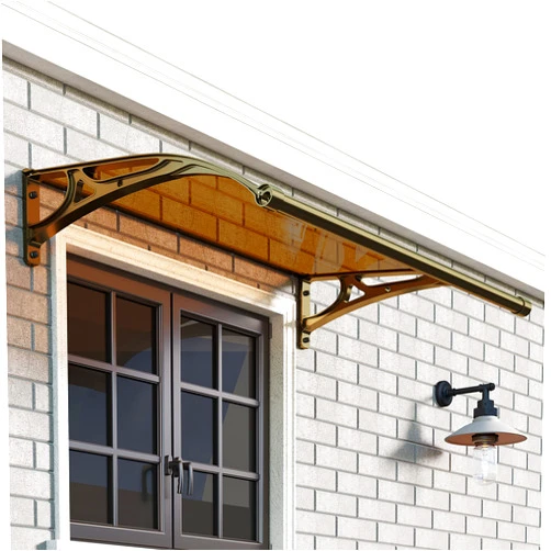 UEMMILLY Window Door Awning Canopy UPF 51+, Aluminum Black Bracket Polycarbonate Board.Front Doors/Windows Overhang Awning for Sun Shutter, UV, Rain, Snow Protection Solid Sheet