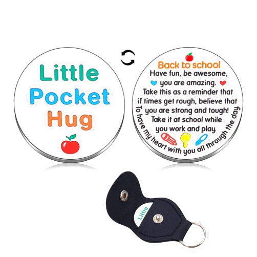 JEWGLO Back to School Supplies for Girls Boys First Day of Kindergarten High School First Day of School Gifts Stuff Pocket Hug Token Set Good Luck Gift Off to College Gifts for Girl Boy Freshmen Keychain