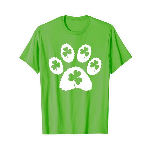 St Patricks day gifts for dog lovers paw print Paw Print Dog Owner Lover Shirt St. Patricks Day Shamrock Men Women Kids T-Shirt