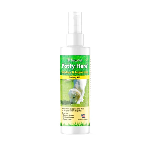 NaturVet – Potty Here Training Aid Spray | Attractive Scent Helps Train Puppies & Dogs Where to Potty | Formulated for Indoor & Outdoor Use | 8 oz