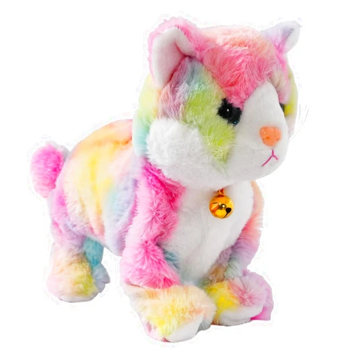 Smalody Interactive Electronic Plush Toy - Animated Sound Control Electronic Pet Robot Cat Kitten Toys Gifts for Boys & Girls Kids Birthday Christmas(LED Eyes) (Colorful)