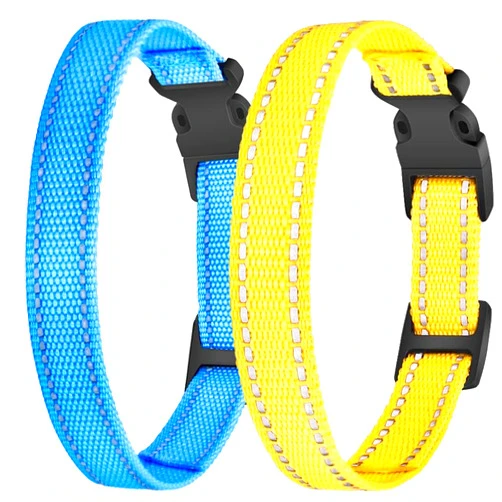 PetJoy Shock Collar Replacement Collar Strap, Reflective Dog Collar, Strong, Durable & Adjustable Dog Collar, 2 Piece Collar for Dogs (Yellow & Blue)