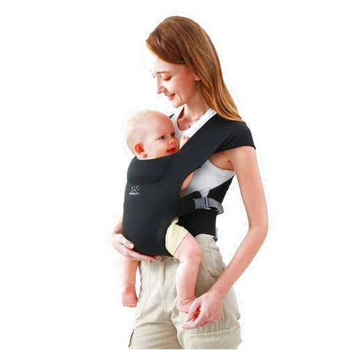 MOMTORY Newborn Carrier, MOMTORY Cozy Baby Wrap Carrier(7-25lbs), Baby Carrier, with Hook&Loop for Easily Adjustable, Soft Fabric, Black