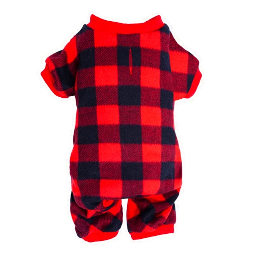 Topbuti Pet Christmas Pajamas Red Black Buffalo Plaid Jumpsuit Dog Cat Soft Winter Clothes Puppy Doggie Checkered Sweater Apparel (M)