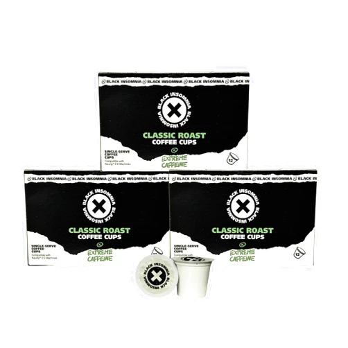 Black Insomnia Coffee Single Serve Pods For Use In Keurig Brewers - Strongest Coffee in the World - 36 Count
