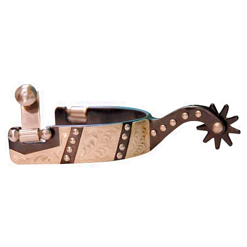 Intrepid International Coronet Western Show Spurs Mens Black Steel Silver Engraved