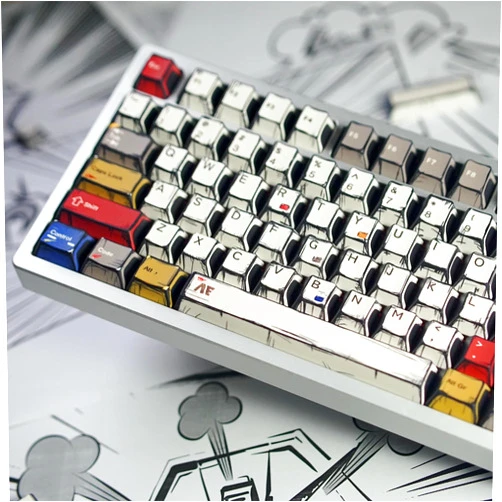 Hunfuthr PBT Manga Theme Keycaps Cherry Profile Anime Keycaps Set 141 Keys Fit for Wooting Keyboard 60% 65% 75% 95% Mechanical Keyboard Cherry Mx Switches