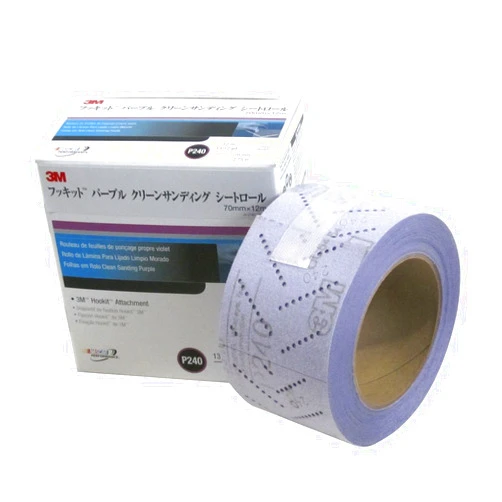 3M 30707 Hookit 334U Purple 70 mm x 12 m P240 Grit Clean Sanding Sheet Roll