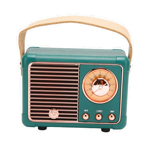 ASHATA Portable Vintage Speaker with HiFi Stereo, 5.0 Fast, Low Power Consumption, 360 Degree Surround Sound for Home Outdoor (Green)