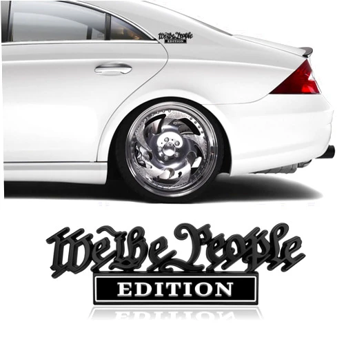 MLAHUIER Classic We The People Edition Badge, 3D Full Metal Fender Badge Decal, Personalized Exterior Badge, Universal Bumper Body Relief Sticker Decoration for Most Vehicles(Black/White)